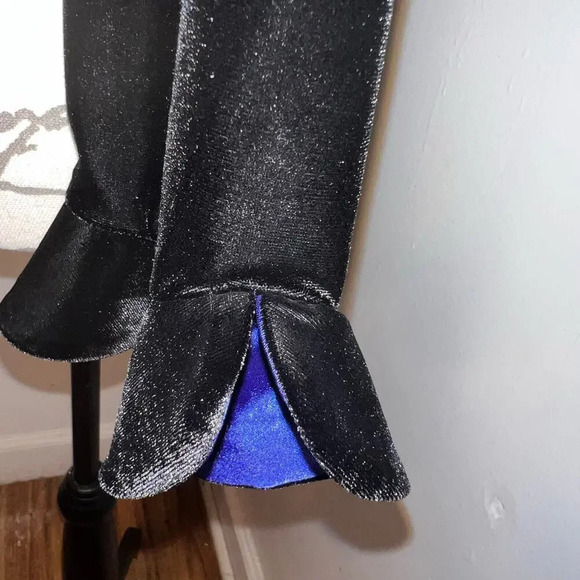 K petite, 8P, crush velvet long trumpet sleeve ruffle collar, satin crop jacket - Picture 5 of 12